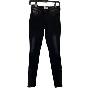 William Rast Skinny Mid-Rise Coated Skinny Jeans Black and Silver 26x27
